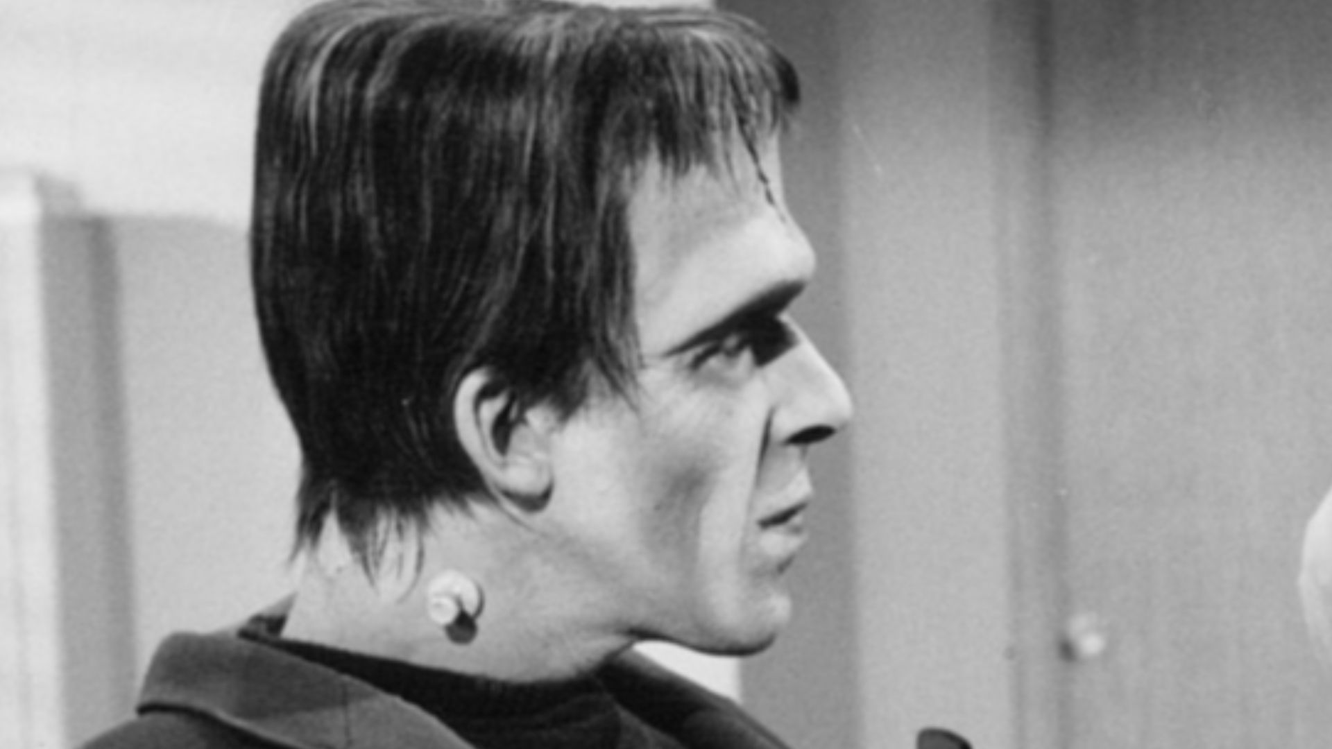 Photo of Fred Gwynne as Herman Munster and Paul Lynde as a doctor he's consulting for weight loss from The Munsters. The episode is