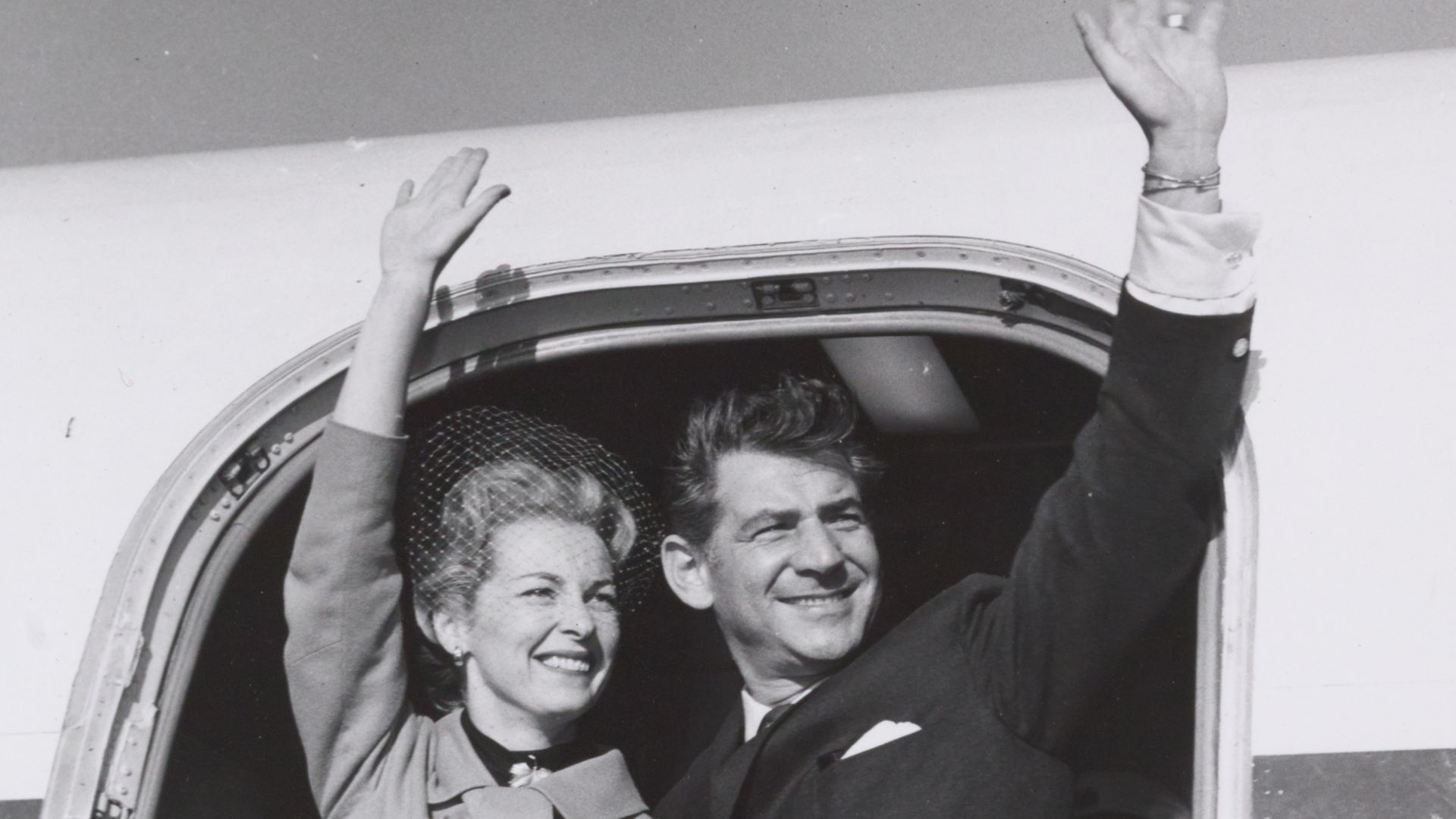 Leonard and Felicia Bernstein leaving for Israel, 1957. Photographer Unknown. The Library of Congress.