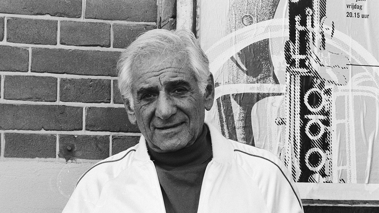 Leonard Bernstein looking at the camera