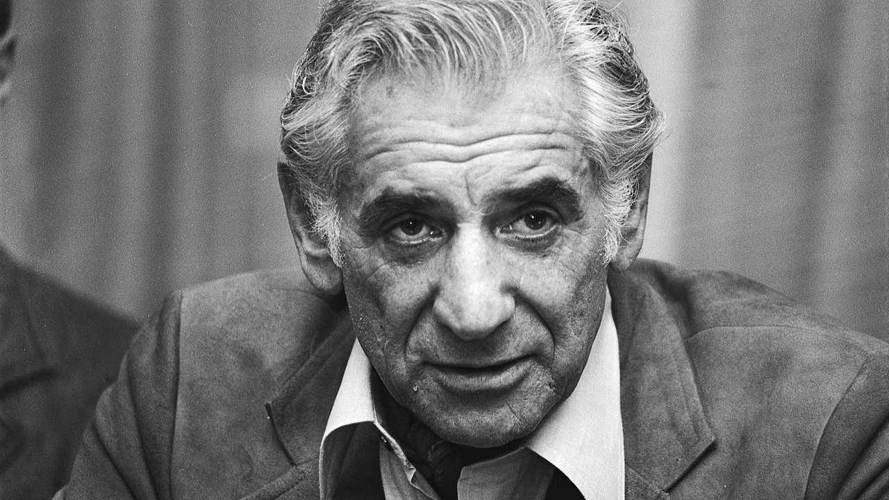 Leonard Bernstein looking at camera