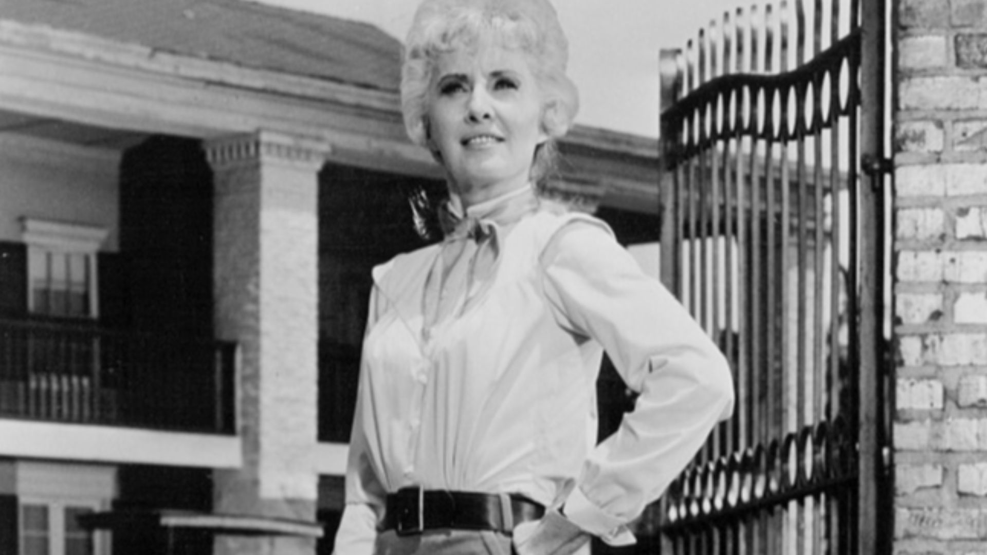 Photo of Barbara Stanwyck as Victoria Barkley from the premiere of the television Western The Big Valley.