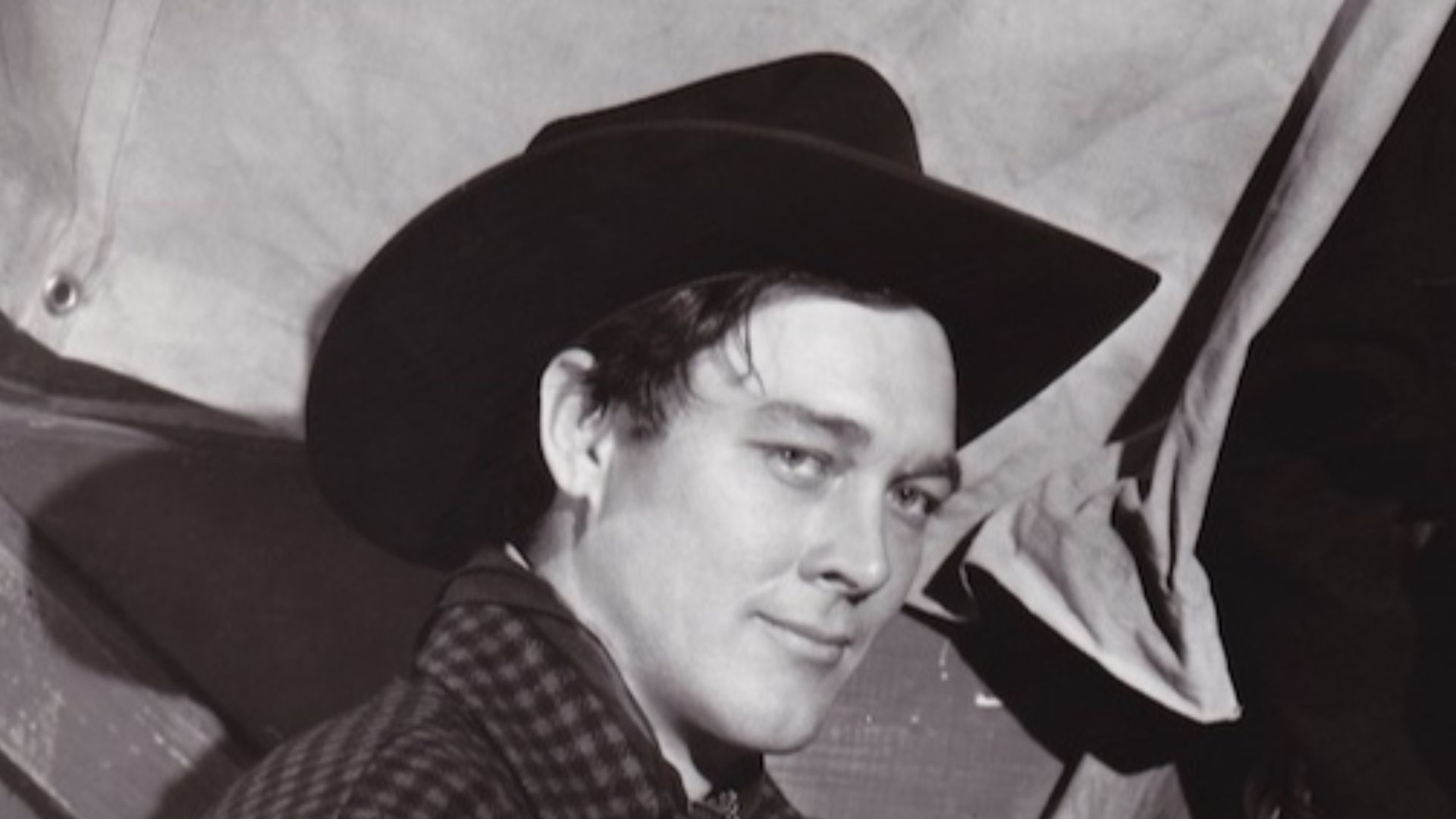 Publicity photograph for the film Wagon Master (1950) showing Ben Johnson and Harry Carey, Jr..