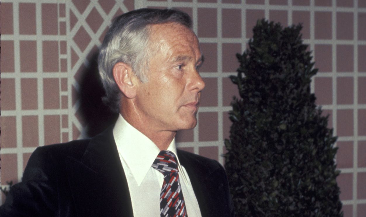 Johnny Carson during Ann-Margret's 36th Birthday Party at The Bistro in Beverly Hills, California, United States