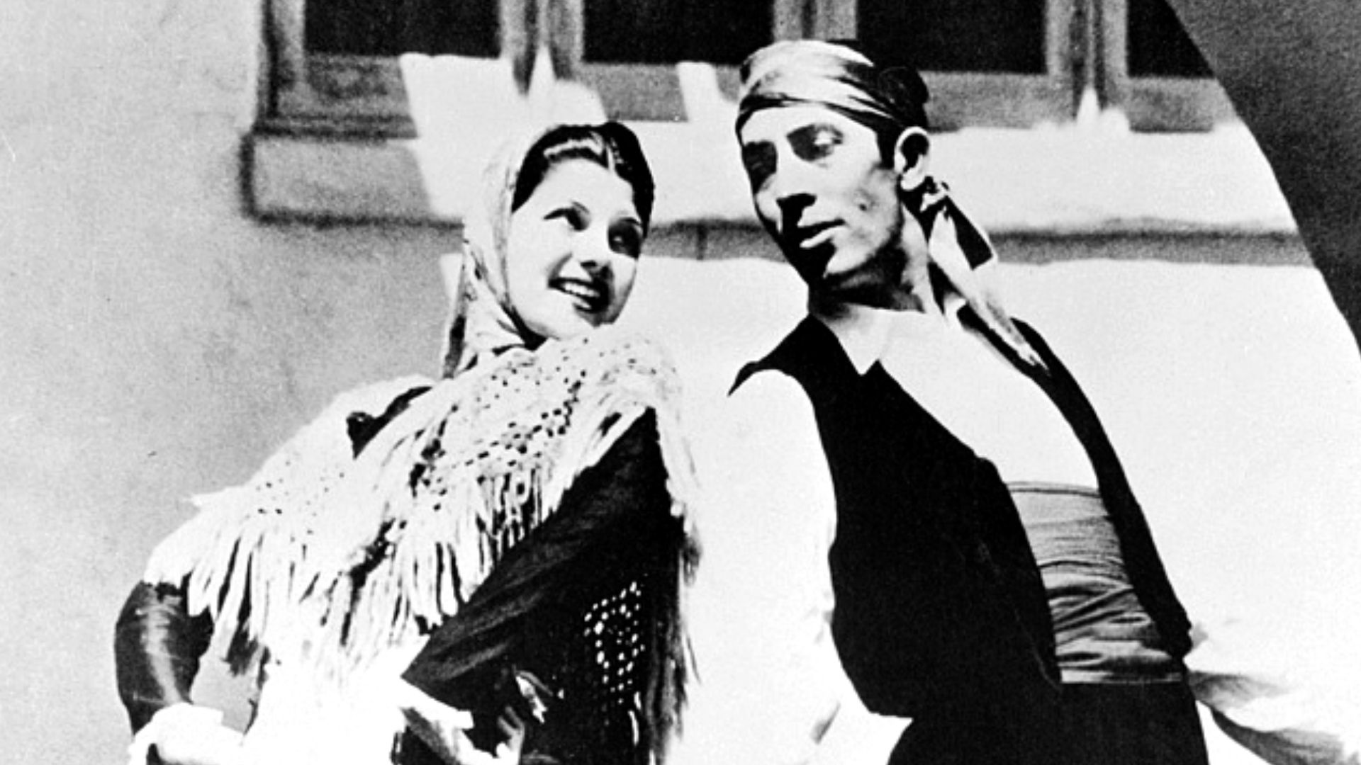 Photograph of Margarita Cansino (Rita Hayworth) at age 16 with her father and dancing partner Eduardo Cansino