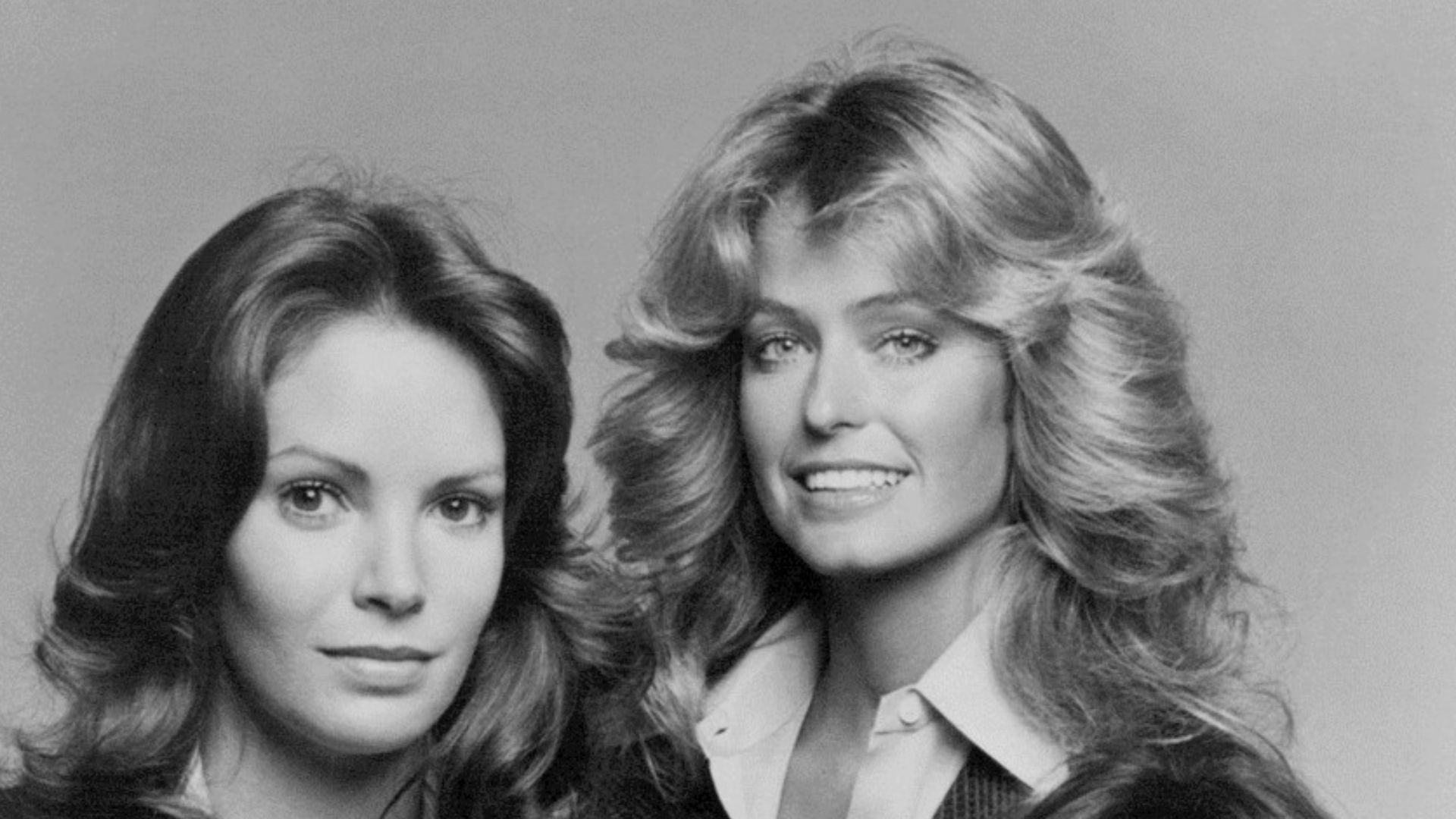 Publicity photo of the cast of the television program Charlie's Angels.  From left: Jaclyn Smith, Farrah Fawcett-Majors, and Kate Jackson.