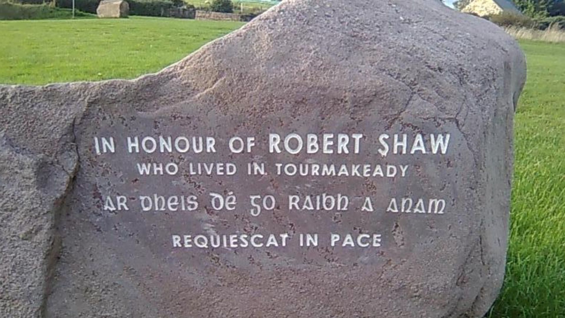 Monument to Robert Shaw (closeup) at Tourmackeady, Co. Mayo, Ireland