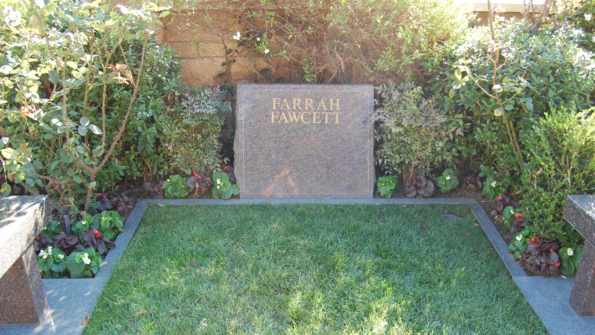 Farrah Fawcett grave at Westwood Village Memorial Park Cemetery in Brentwood, California. December 2011.