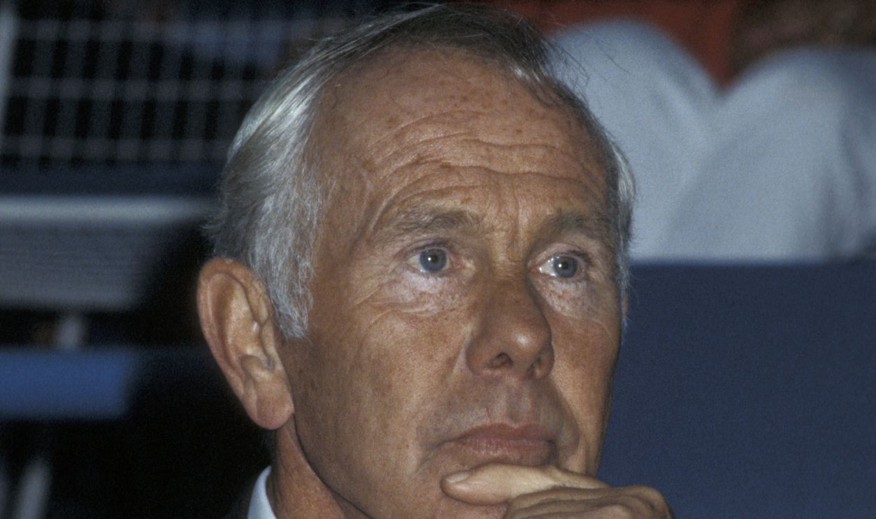 Johnny Carson during U.S. Tennis Open - September 12, 1987 at Flushing Meadows Park in New York City, New York, United States.