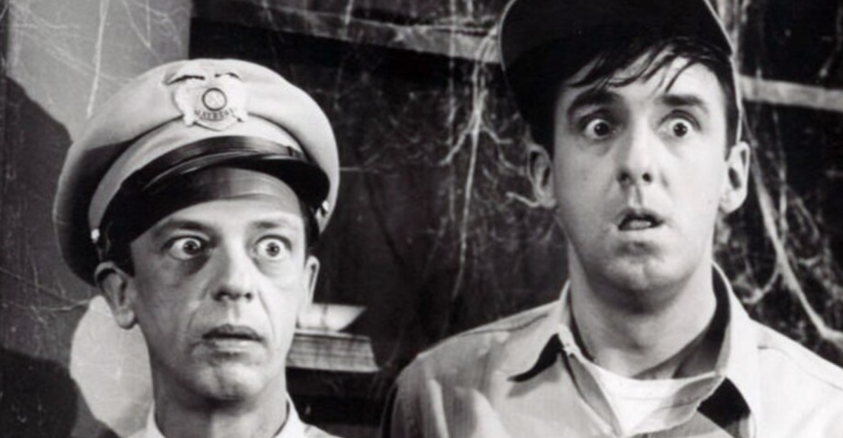 Pictured are Don Knotts (Barney Fife) and Jim Nabors (Gomer Pyle).