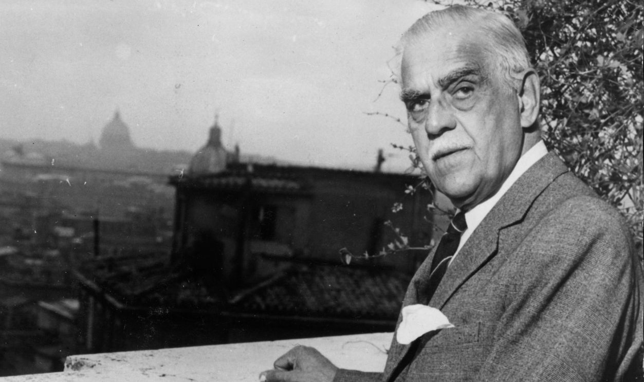 Famous for his many Hollywood horror films, actor Boris Karloff (1887-1969) contemplates a view over Rome.