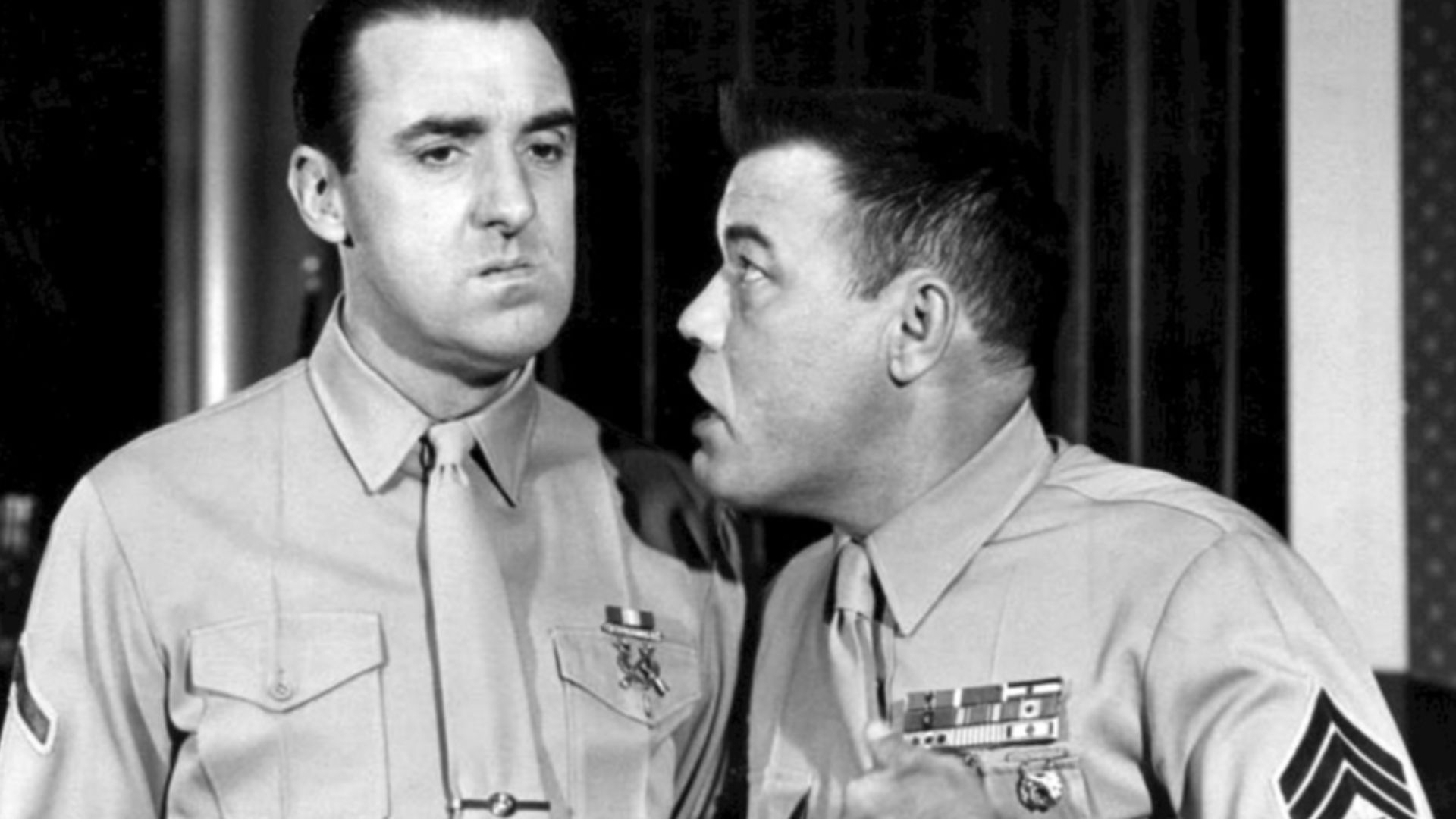 Publicity photo of Jim Nabors and Frank Sutton from the television program Gomer Pyle USMC.