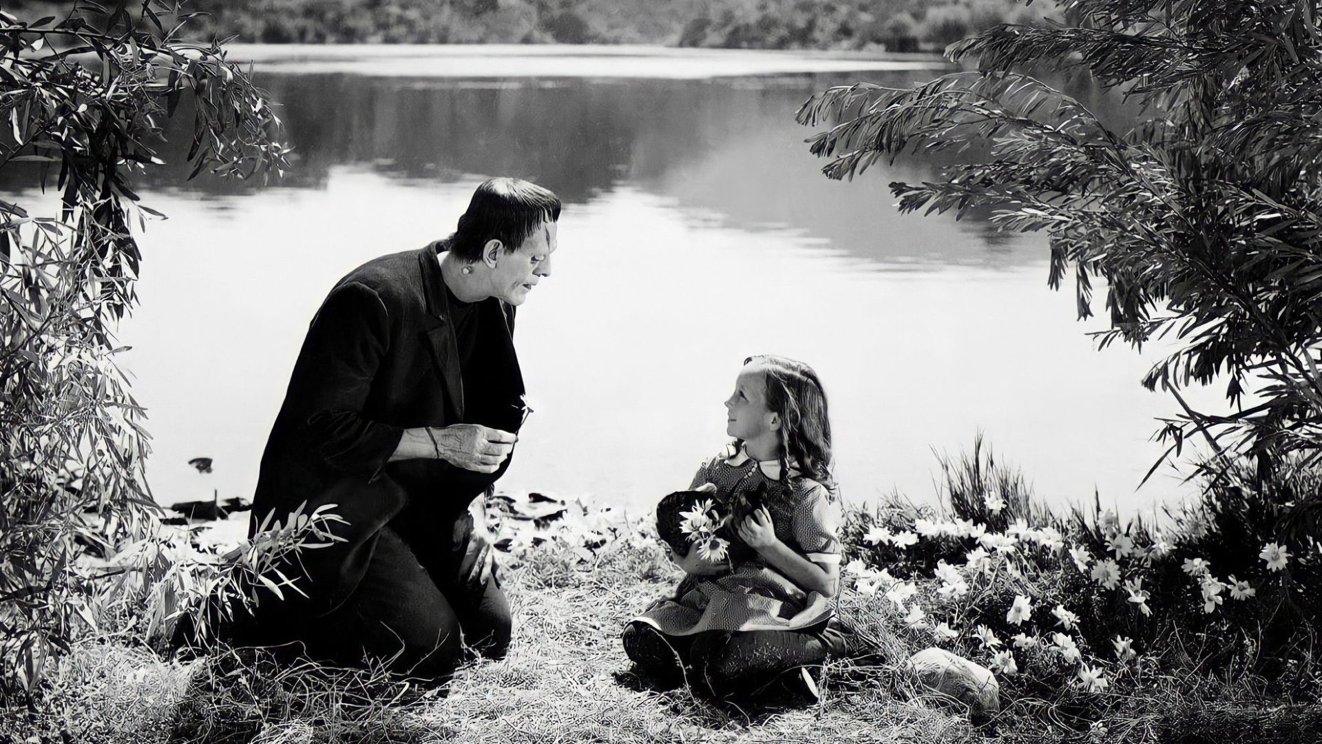 Boris Karloff and Marilyn Harris in Frankenstein  (1931) publicity still.