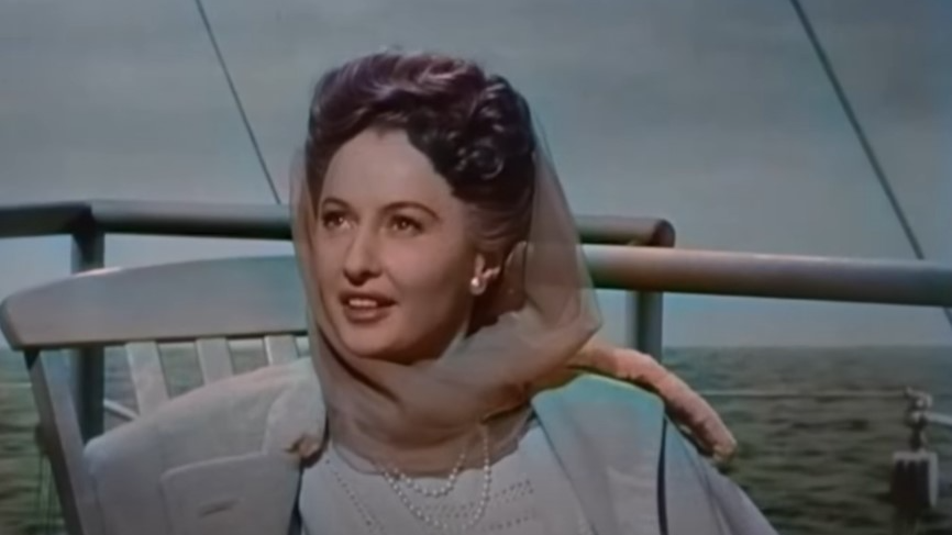 Barbara Stanwyck in Titanic  wearing blue dress