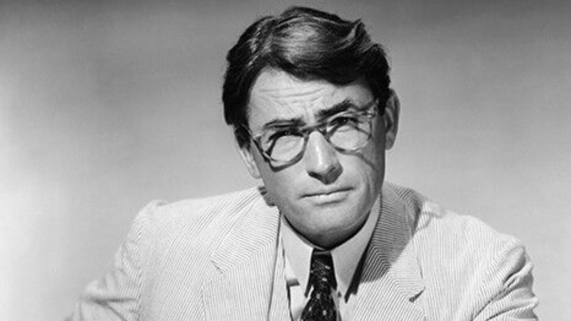 Gregory Peck in the American coming-of-age legal drama crime film To Kill a Mockingbird (1962). See also film still. No copyright notice.