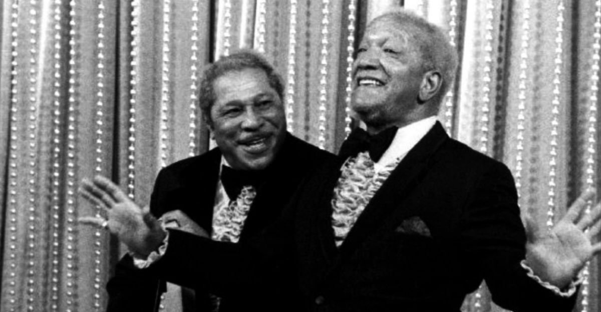 Photo of Redd Foxx as Fred Sanford and Don Bexley as his friend, Bubba, from the television show Sanford and Son