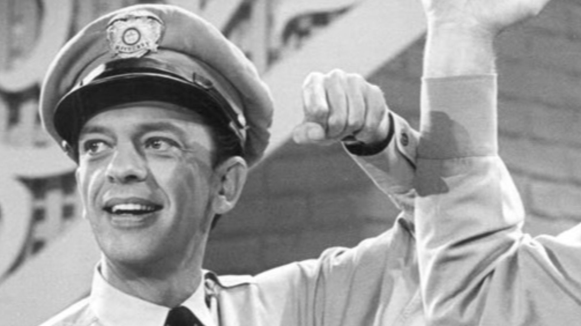 Publicity photo of Andy Griffith and Don Knotts from a Jim Nabors television special.  Griffith and Knotts revive their Andy and Barney roles for a skit on the show.