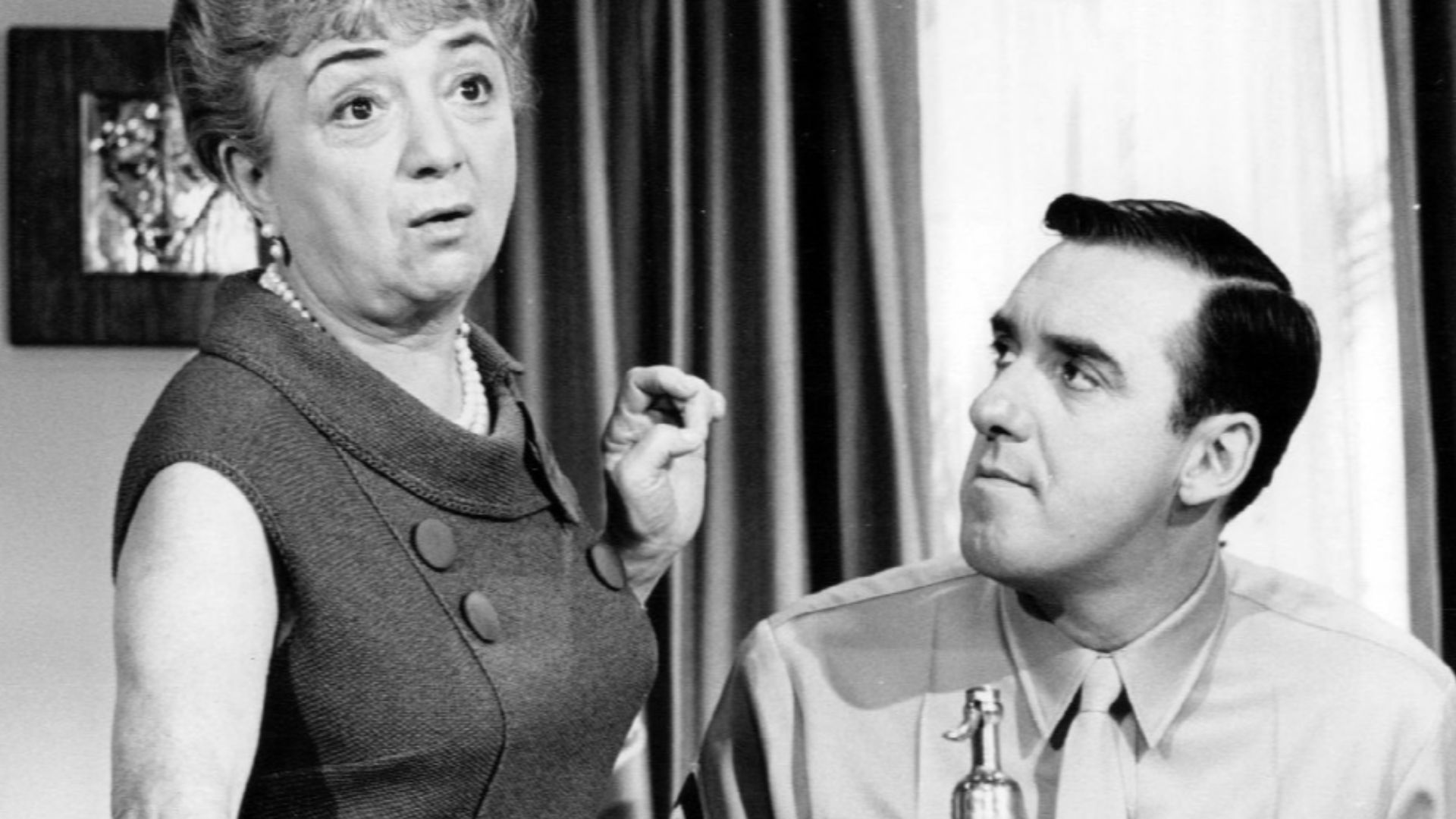 Publicity photo of guest star Molly Picon and Jim Nabors from the television program Gomer Pyle USMC.