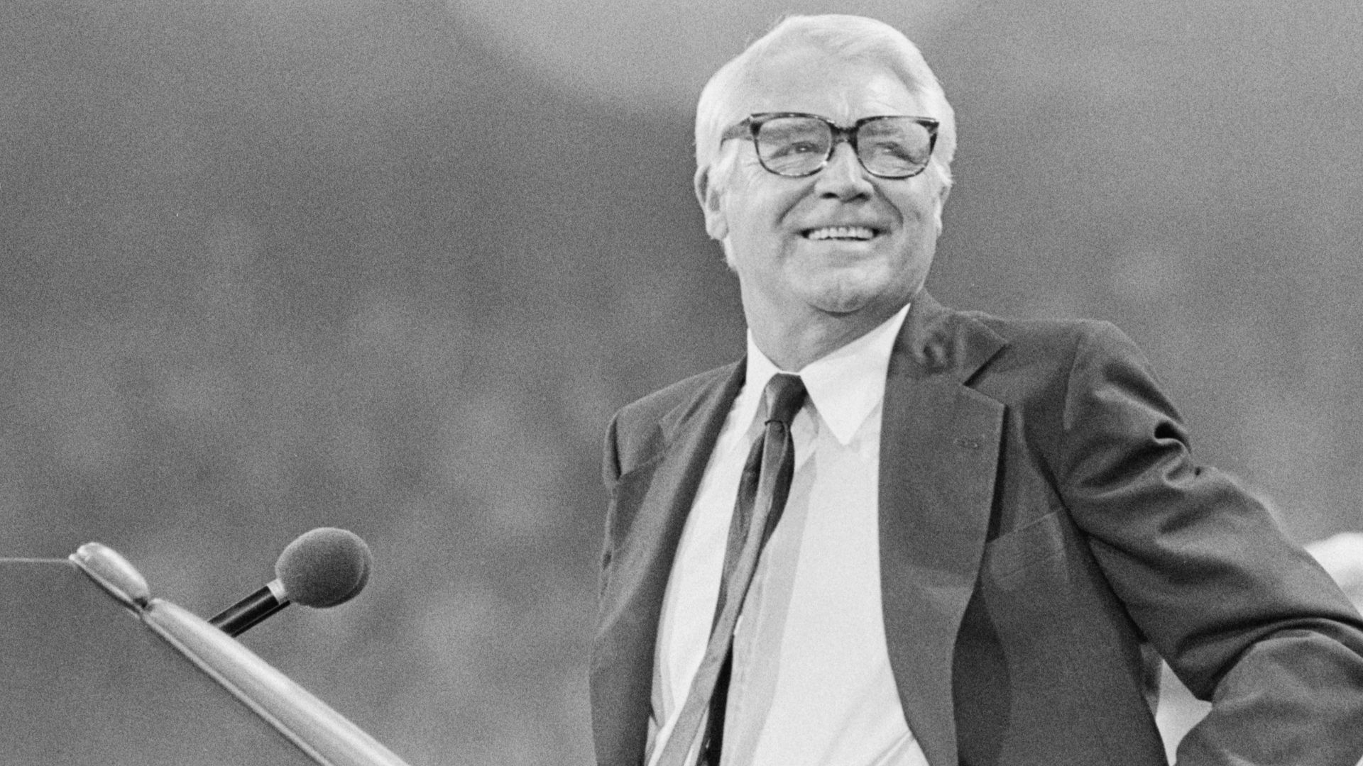 Actor Cary Grant speaking at the 1976 Republican National Convention in Kansas City, Missouri