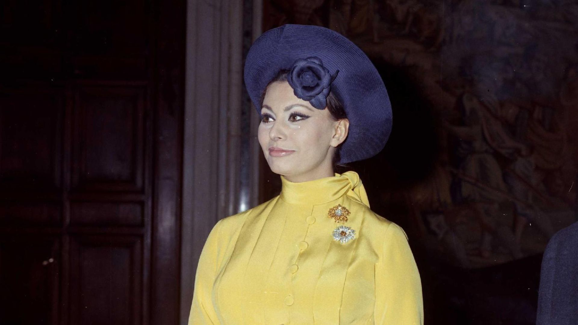 L'attrice Sophia Loren in visita di omaggio al Presidente della Repubblica Giuseppe Saragat in occasione della cerimonia per il David Donatello.