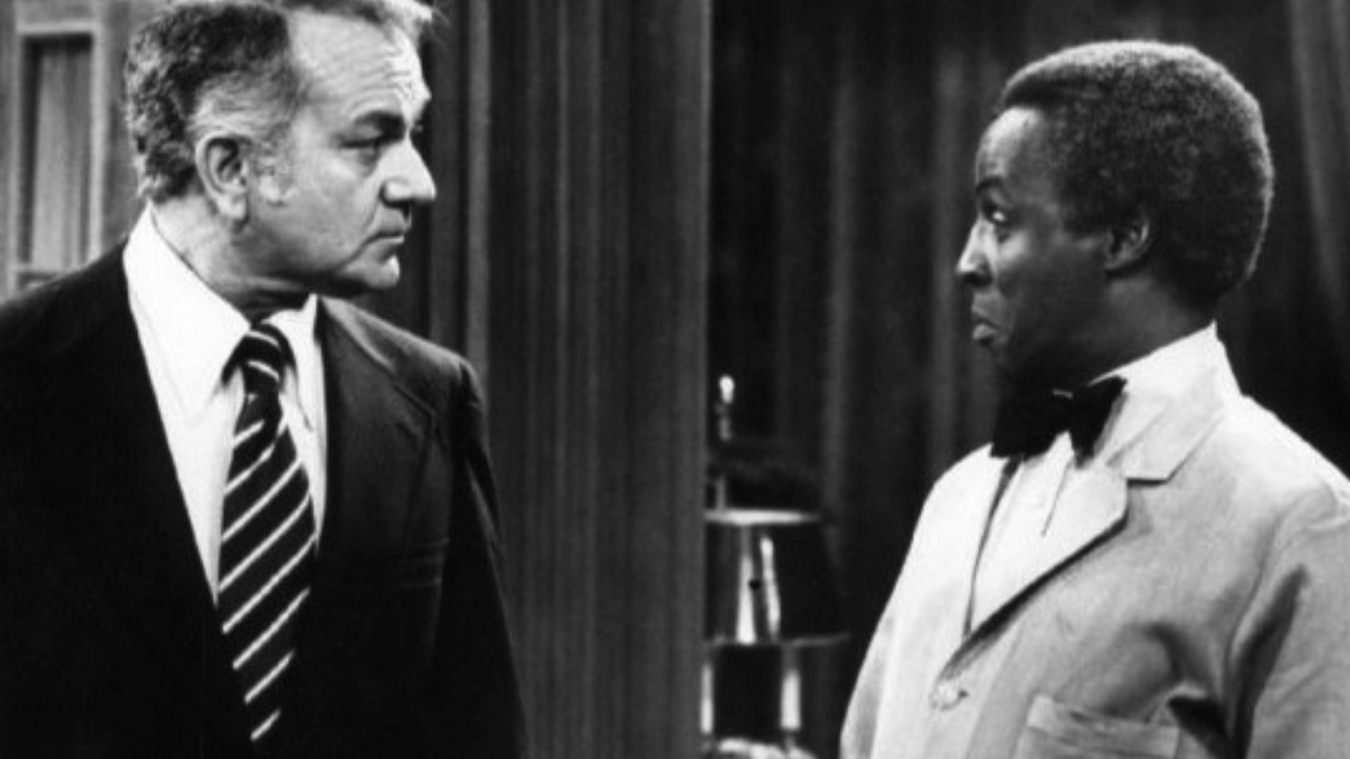 Publicity photo of robert Mandan (Chester Tate) and Robert Guillaume (Benson) from the television program SOAP.