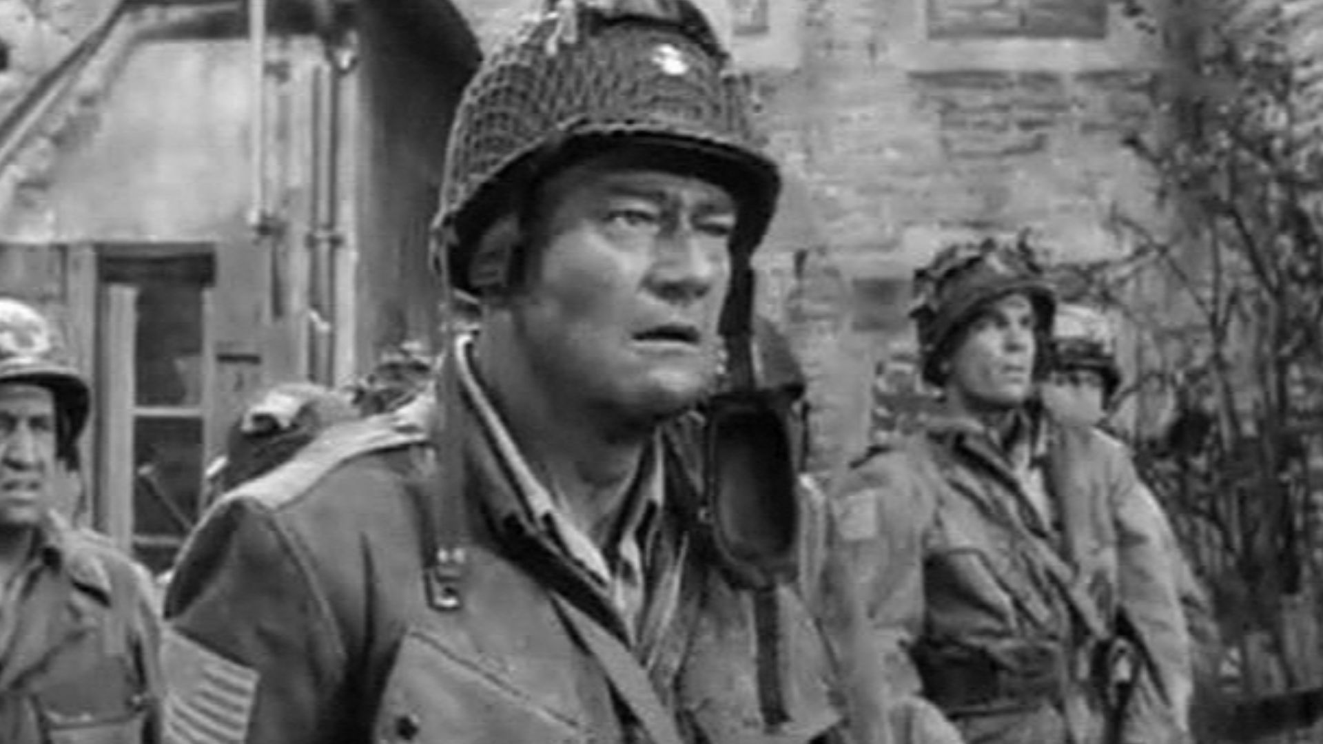 John Wayne (center), from the movie The Longest Day; on the right there is Tom Tryon - trailer (cropped screenshot)