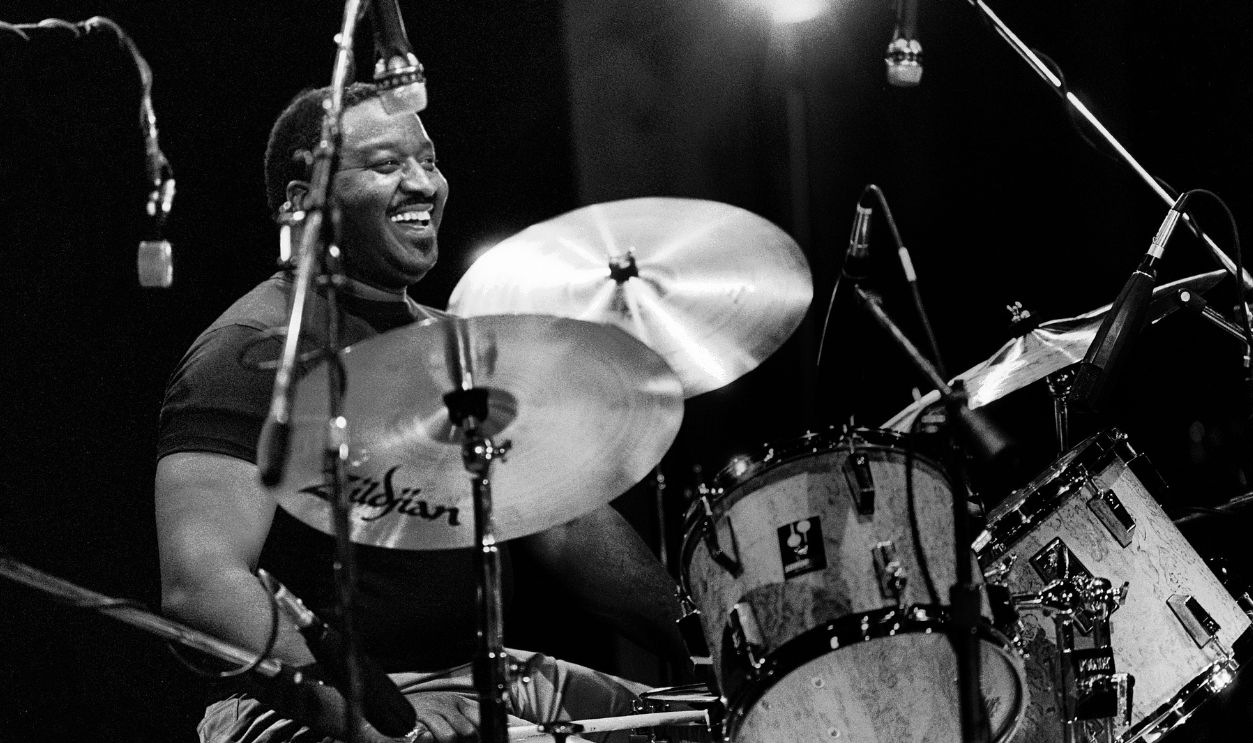 American drummer Bernard Purdie performing at a drum clinic in Chicago, Illinois, June 10, 1983