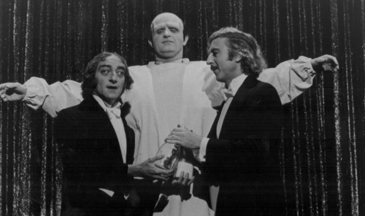 Actors Gene Wilder, Peter Boyle and Marty Feldman in a scene from the movie 'Young Frankenstein', 1974. 