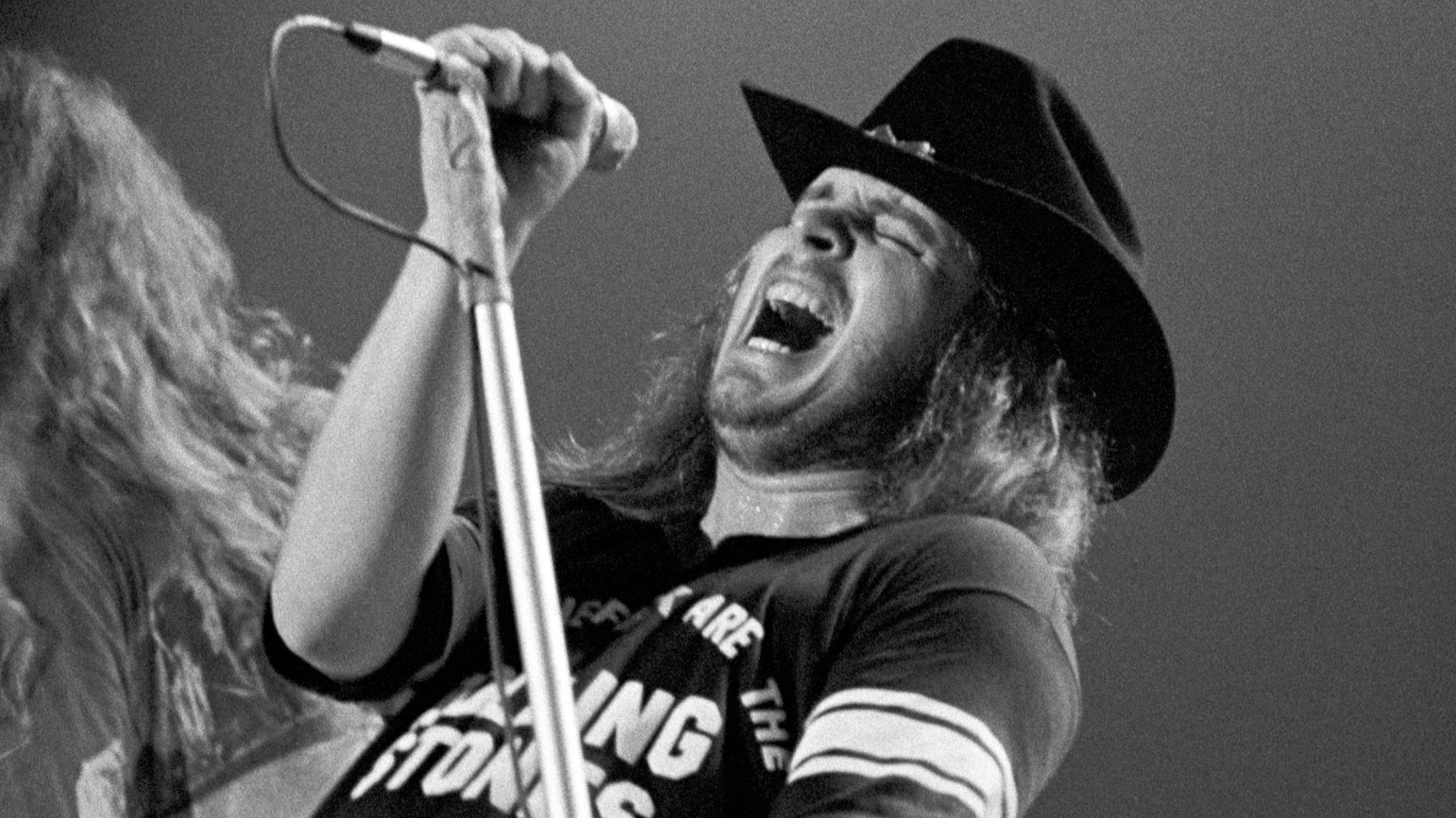 Singer-frontman Ronnie Van Zant of Lynyrd Skynyrd performs at the Omni Coliseum