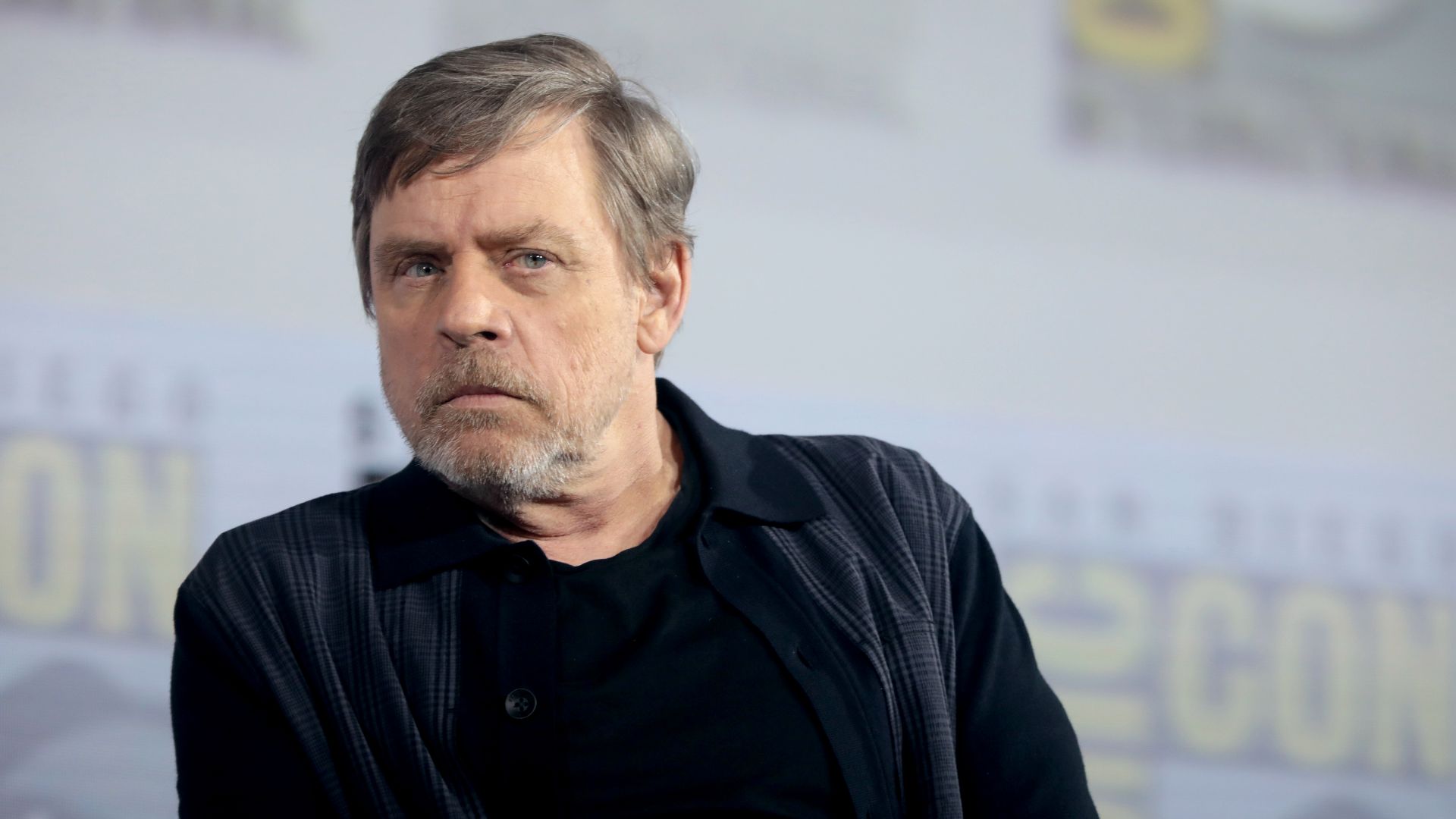 Mark Hamill speaking at the 2019 San Diego Comic Con International, for