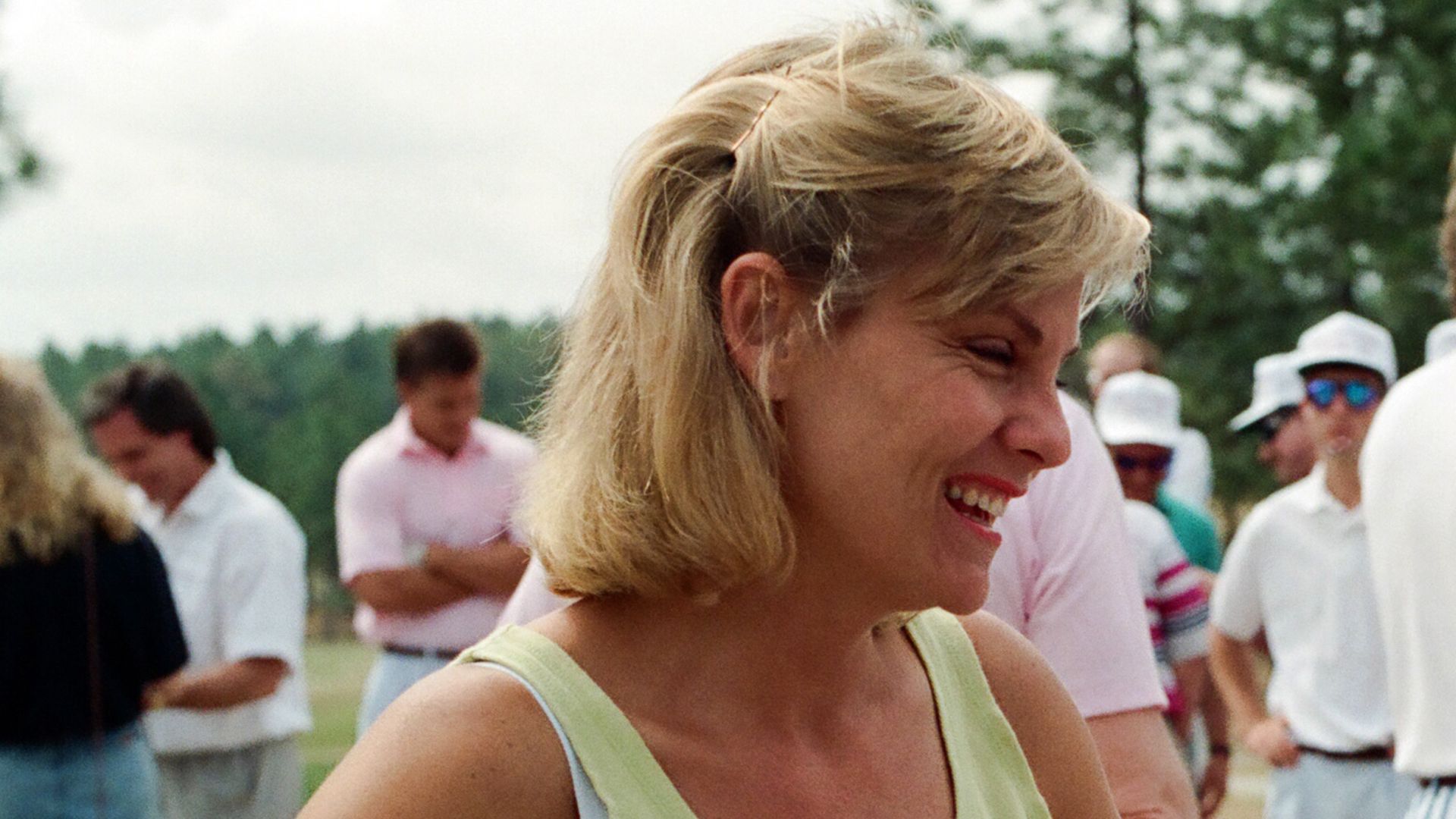 Actress Kim Zimmer plays charity golf at the Fayetteville Dogwood Festival in Fayetteville, NC. ca 1994. Film scan.