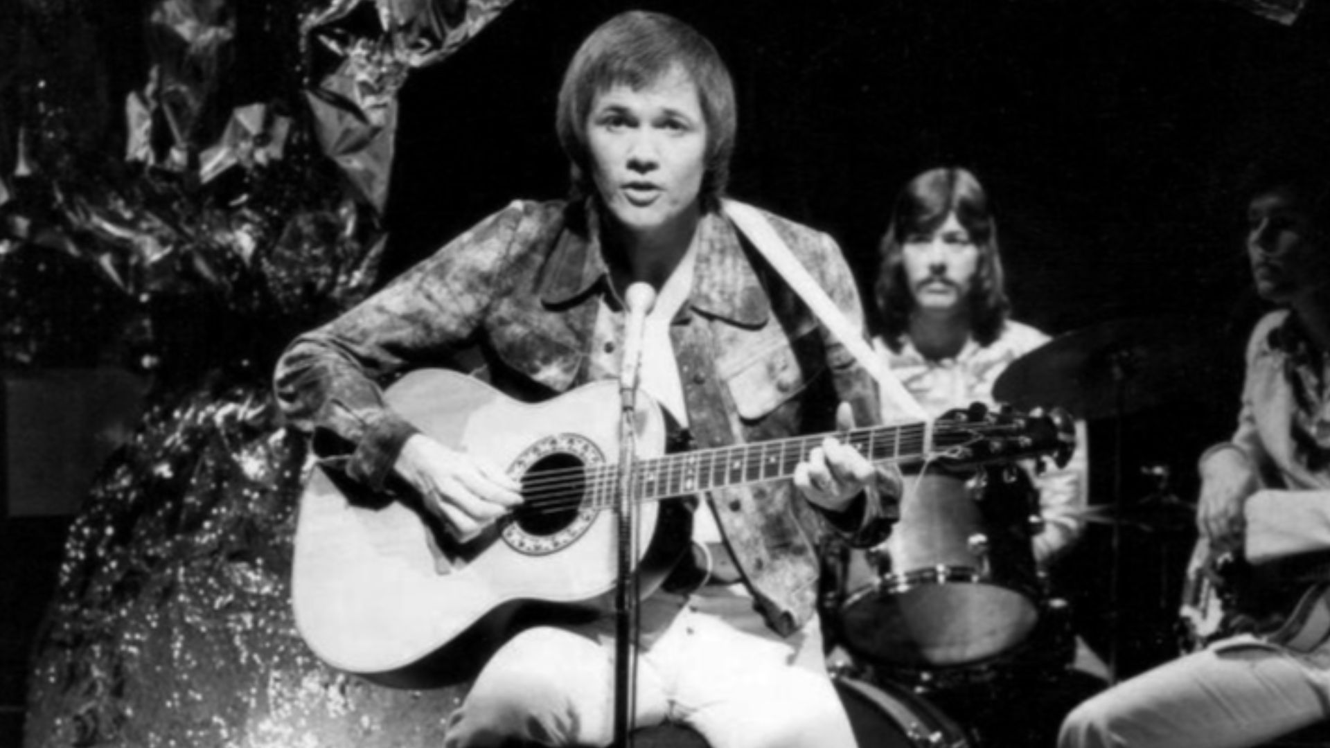 Photo of David Gates and Bread performing on the television program Hotel Ninety.  The band broke up later in this year, 1973.