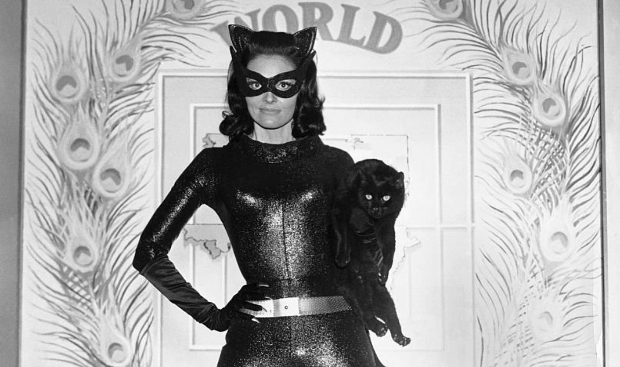 Lee Meriwether posing in her costume for the role of