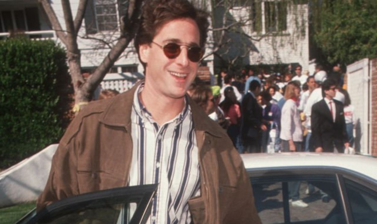 Actor Bob Saget being photographed on March 16, 1991 at Henry Winkler's Home in Toluca Lake, California. 