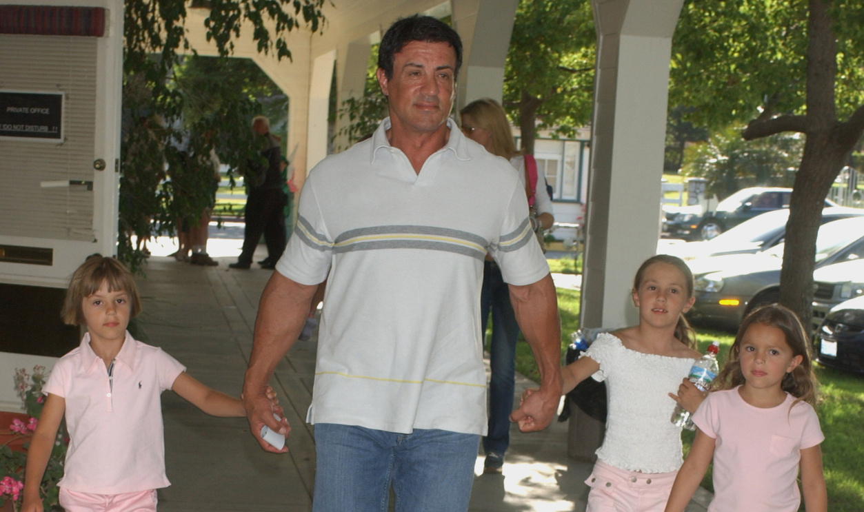Sylvester Stallone with daughters Sophia and Sistine at the The Los Angeles Equestrian Center in Burbank, California