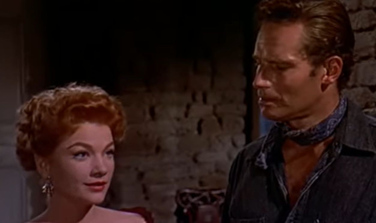 Screenshot from Three Violent People (1956)
