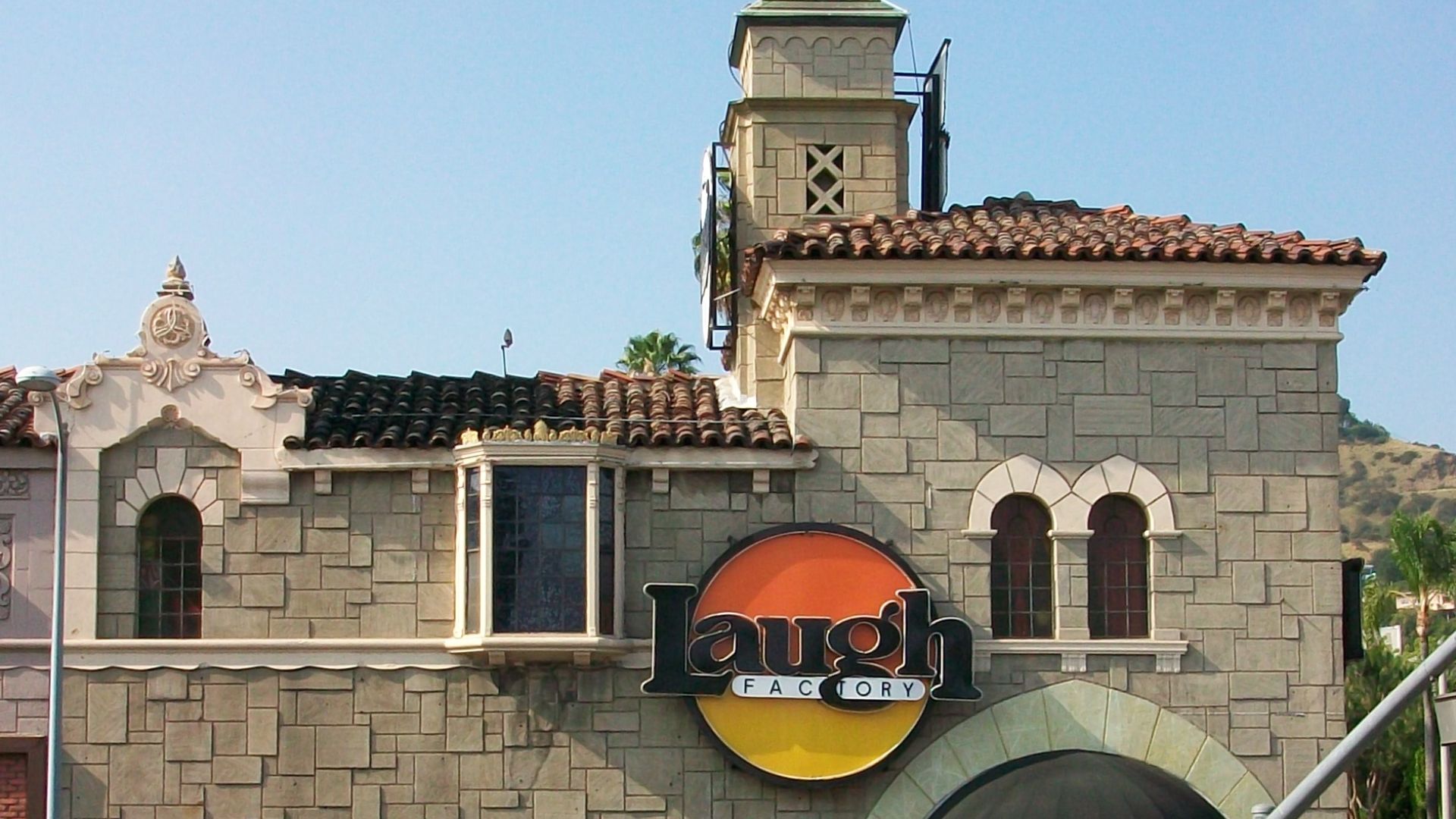 Exterior view of the Laugh Factory comedy club in Hollywood CA