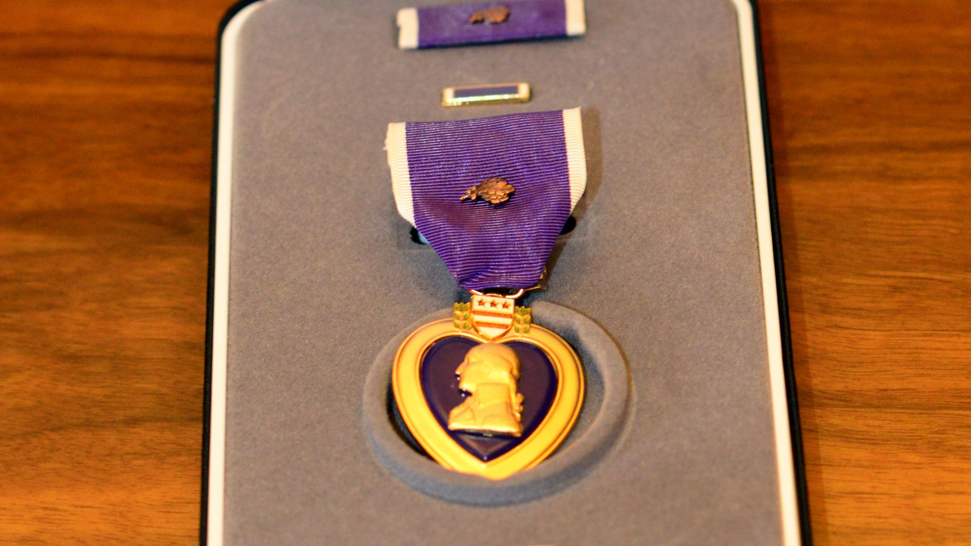 Robert (Bob) Robison, an 82-year old Keizer resident, was awarded the Purple Heart Medal with bronze oak leaf cluster during a ceremony in the Governor's Ceremonial Office at the Oregon State Capitol on Friday, Feb. 21. The Purple Heart is given to servic