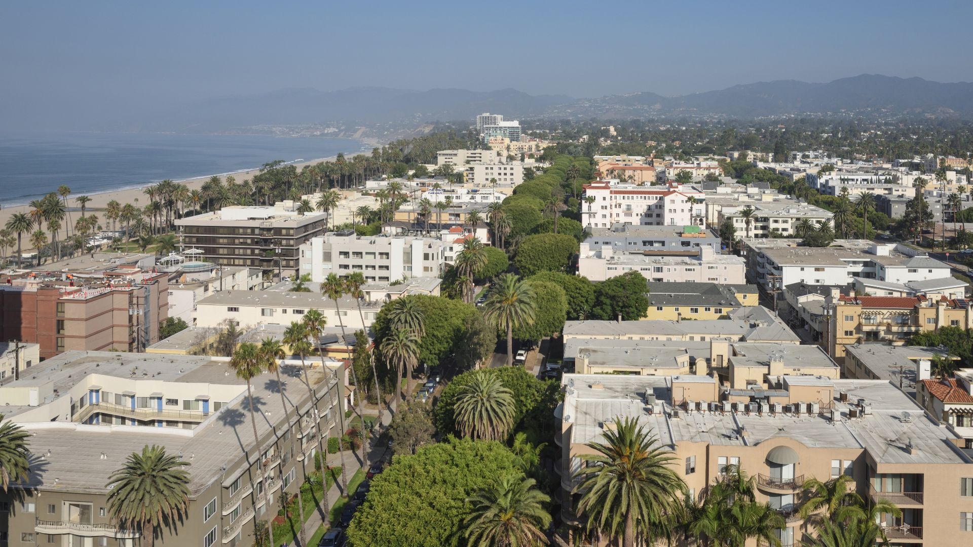 Santa Monica in California as seen from top  of hotel Huntley.