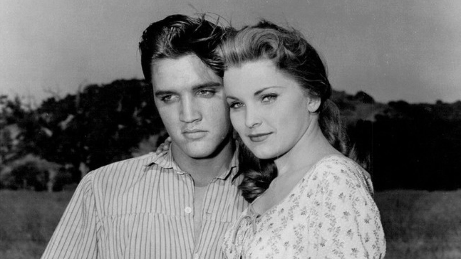 Photo of Elvis Presley and Deborah Paget from the 1957 film Love Me Tender.
