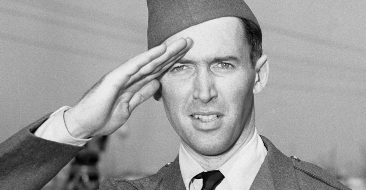 Jimmy Stewart In Uniform Saluting