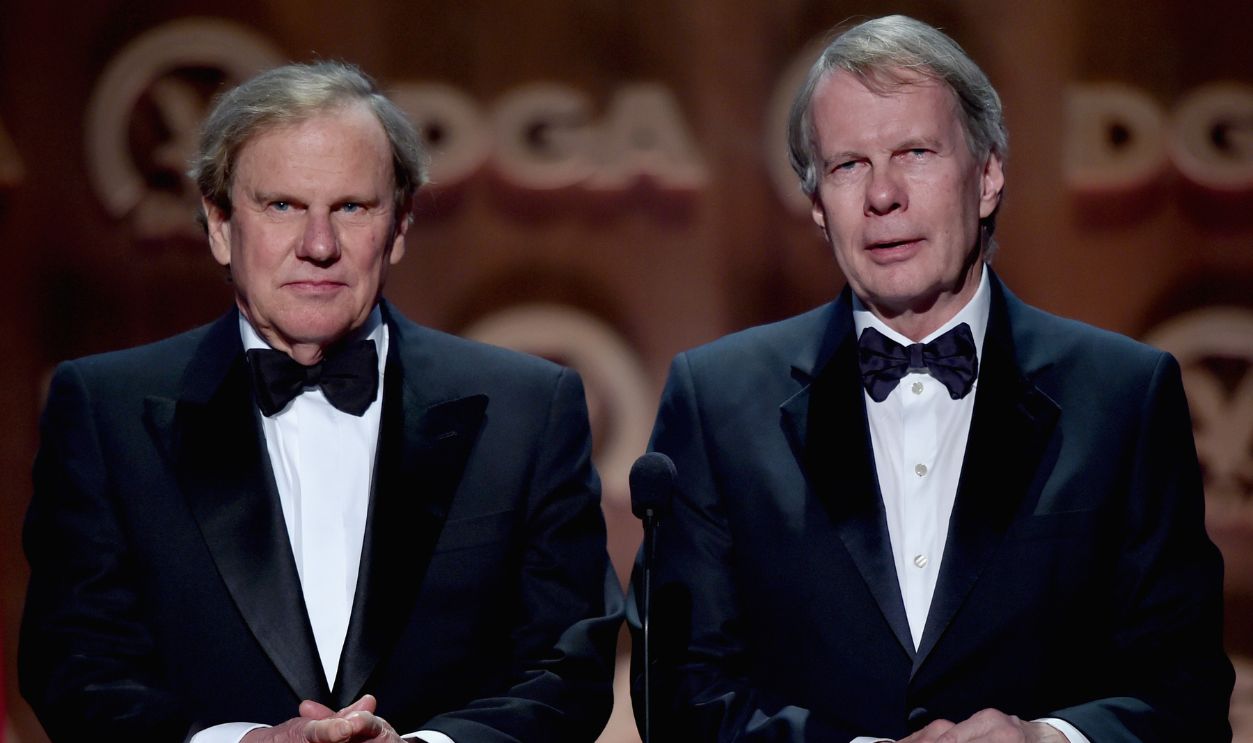 Producers Glen Charles (L) and Les Charles speak onstage at the 67th Annual Directors Guild Of America Awards at the Hyatt Regency Century Plaza on February 7, 2015 in Century City, California.