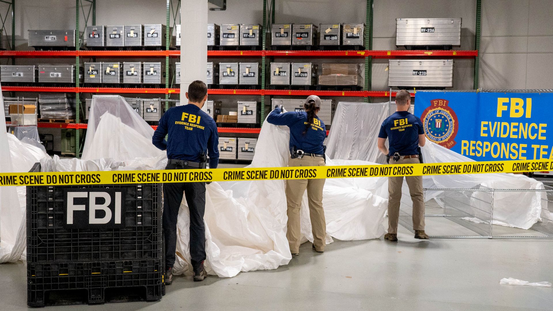 FBI Special Agents assigned to the Evidence Response Team process material recovered from the high-altitude balloon recovered off the coast of South Carolina. The material was processed and transported to the FBI Laboratory in Quantico, Virginia.