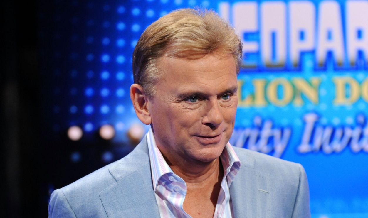 Game show host Pat Sajak is interviewed on the set of the