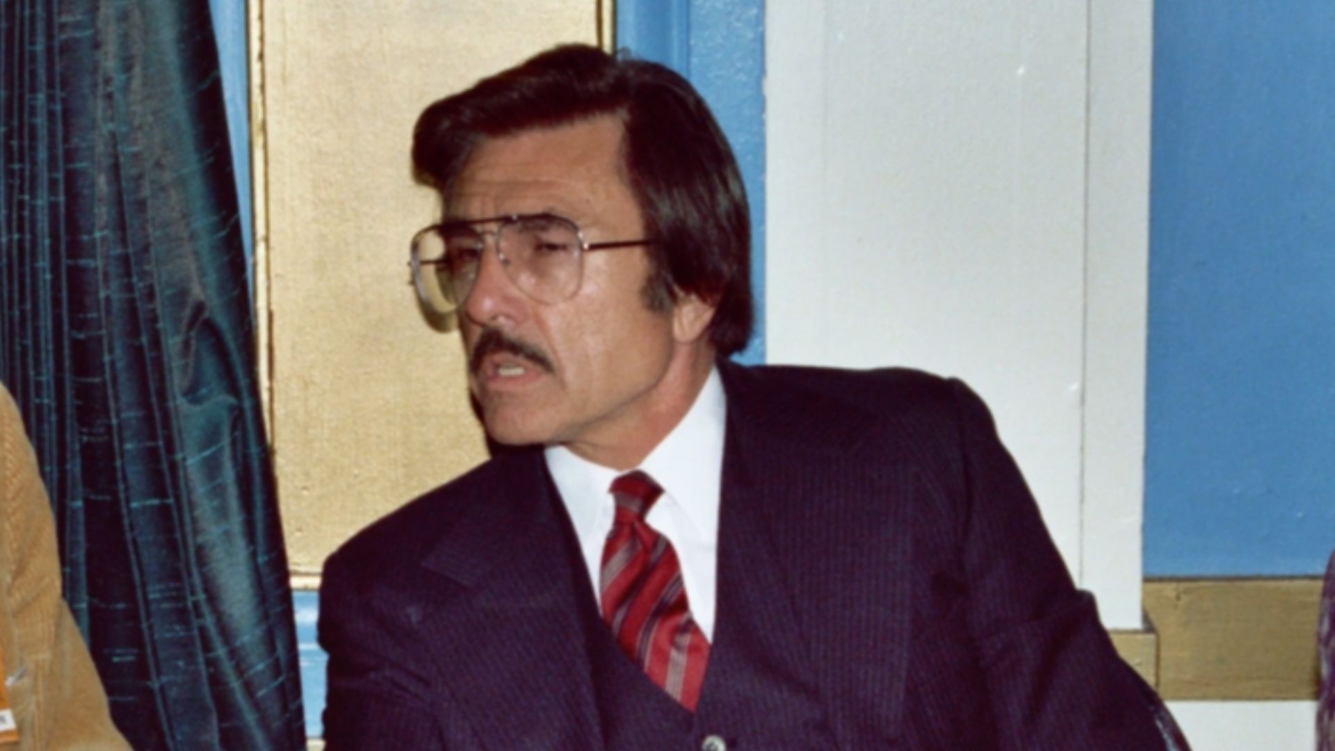 Announcer ("Laugh-In") and DJ Gary Owens (middle) at the 1982 San Diego Comic Con (today called Comic-Con International). The man at left with his hand in front of his face is Denis Kitchen. NOTE: Permission granted to copy, publish, broadcast or post