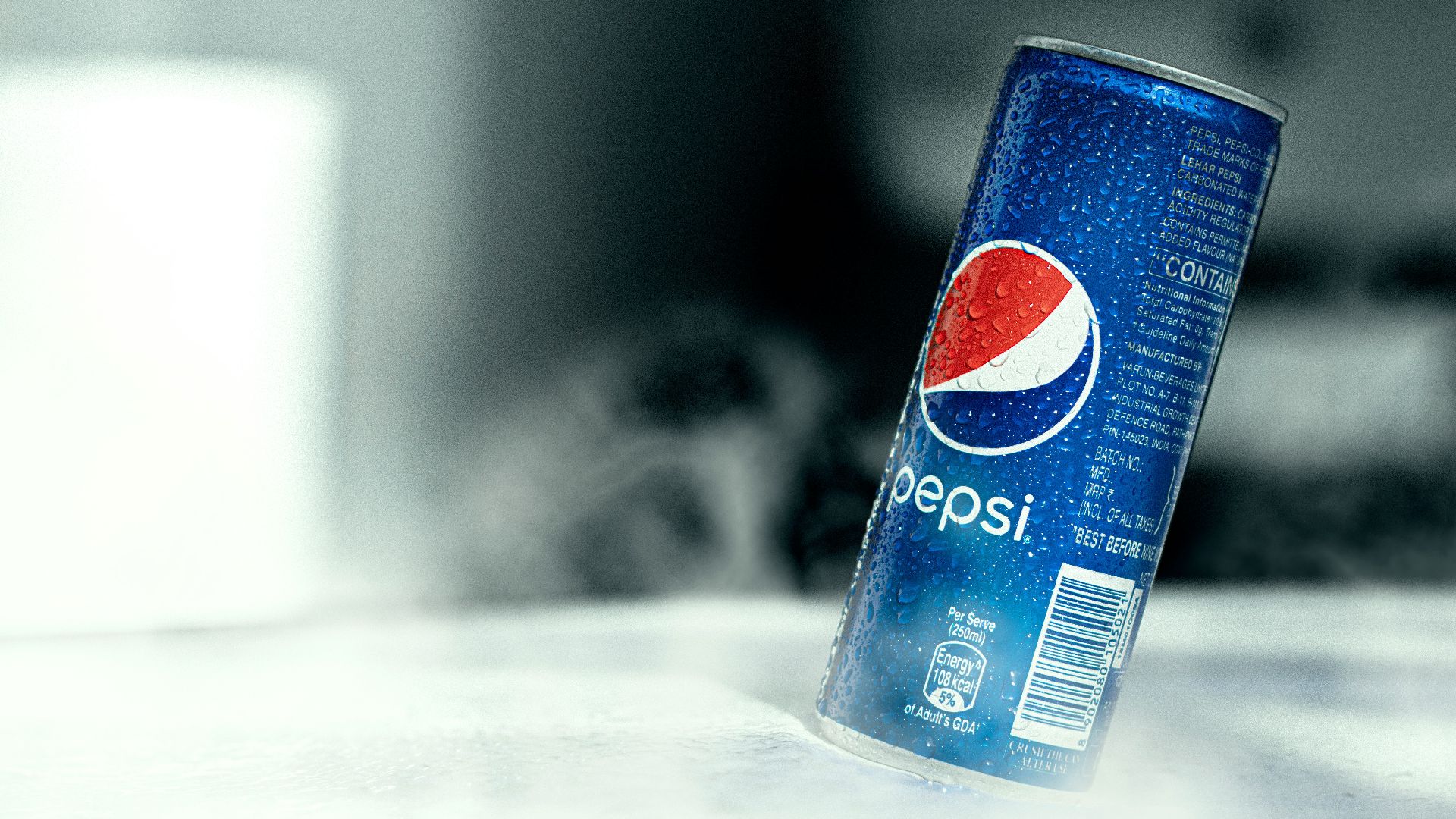 pepsi can on white table