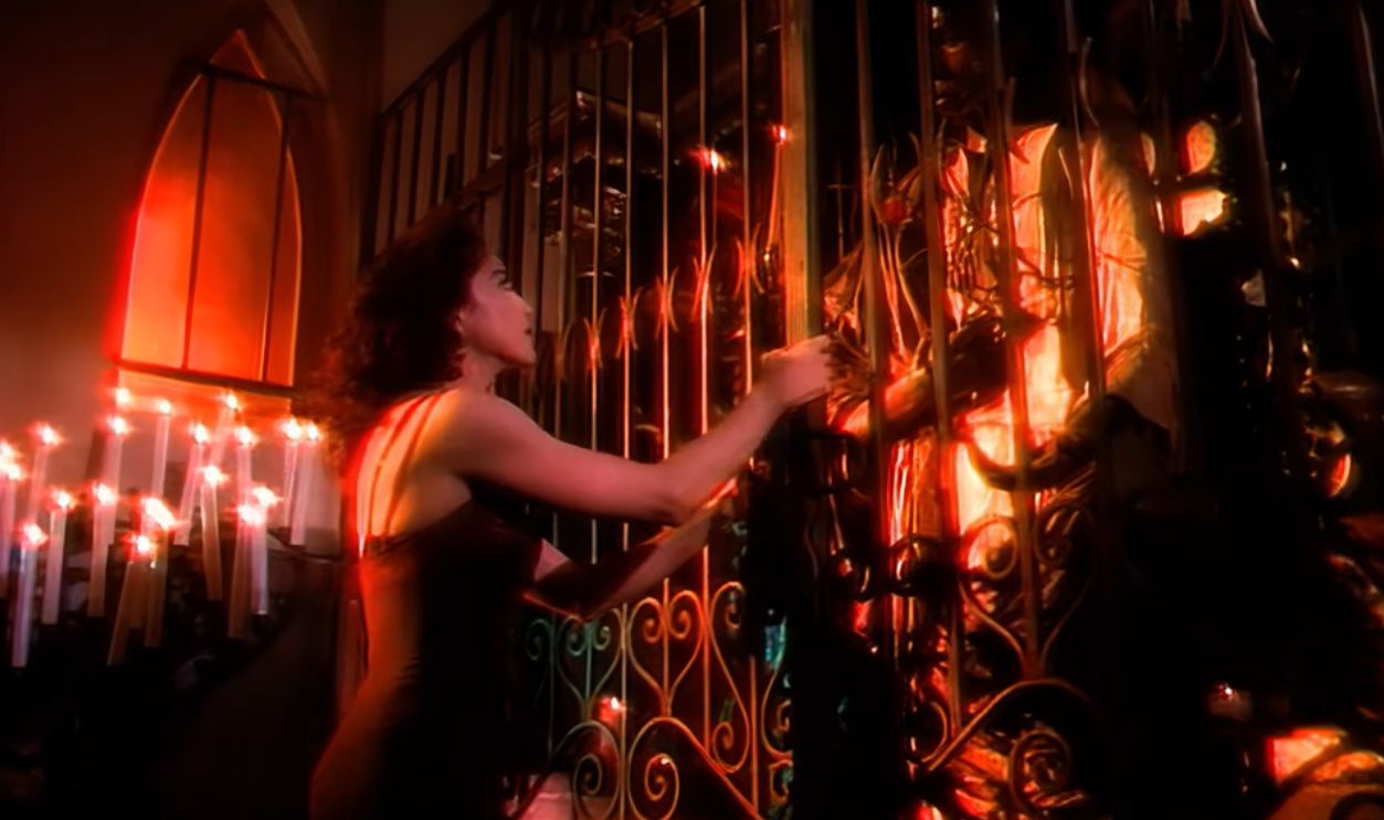 Screenshot of Madonna in the Like A Prayer music video (1989) 