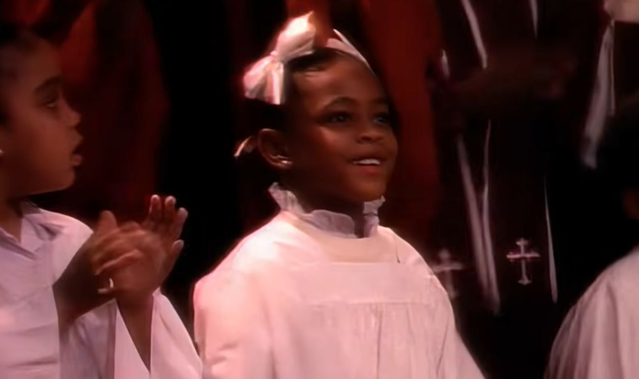 Screenshot of Madonna in the Like A Prayer music video (1989) 