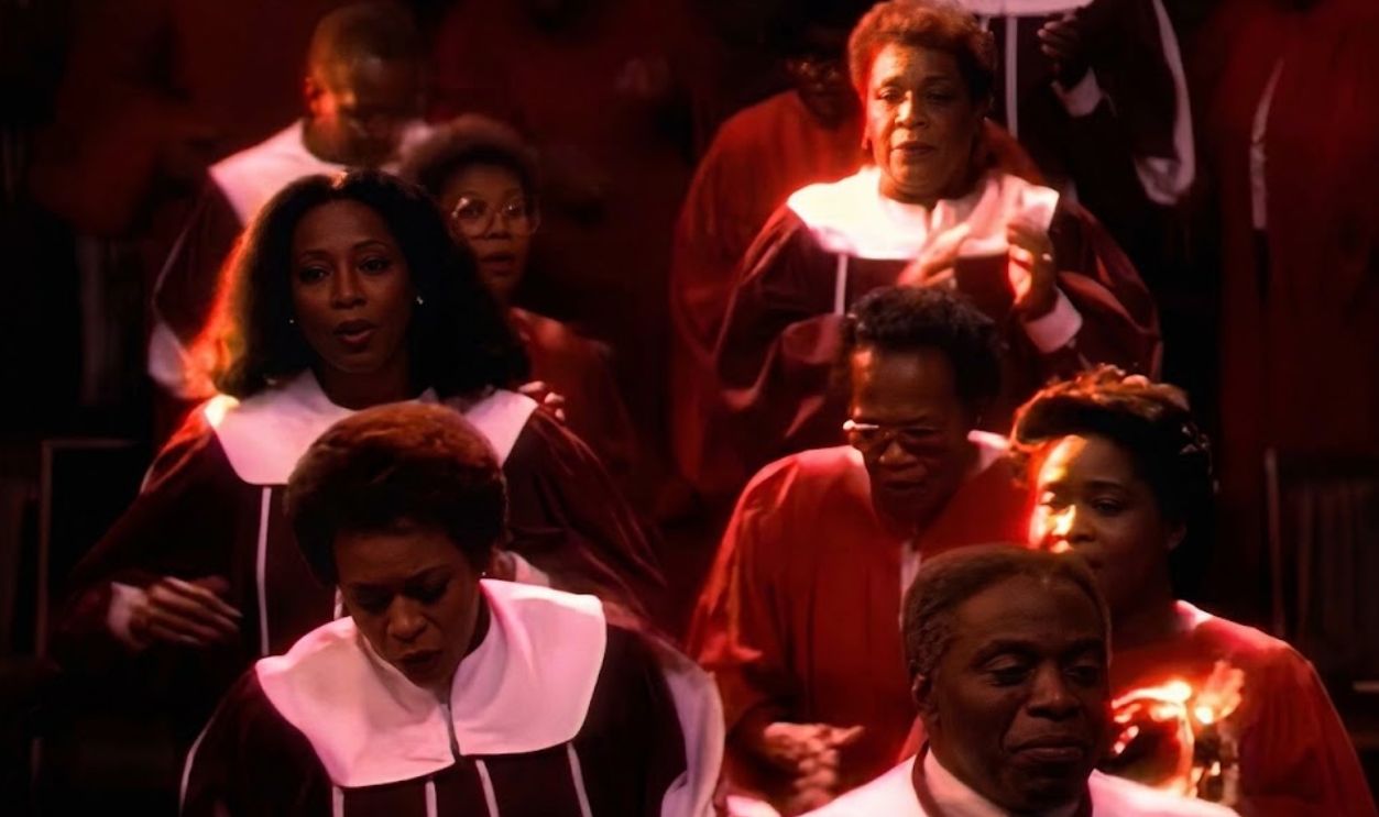 Screenshot of Madonna in the Like A Prayer music video (1989) 