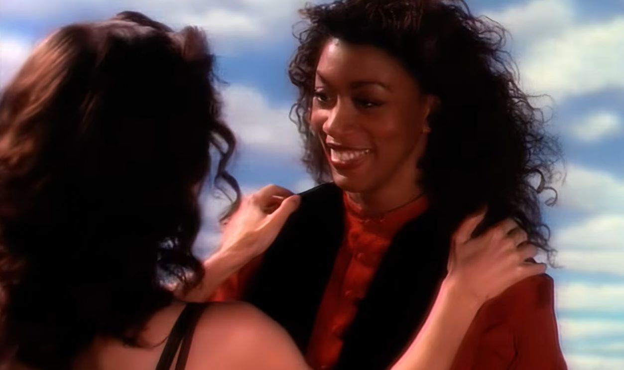 Screenshot of Madonna in the Like A Prayer music video (1989) 