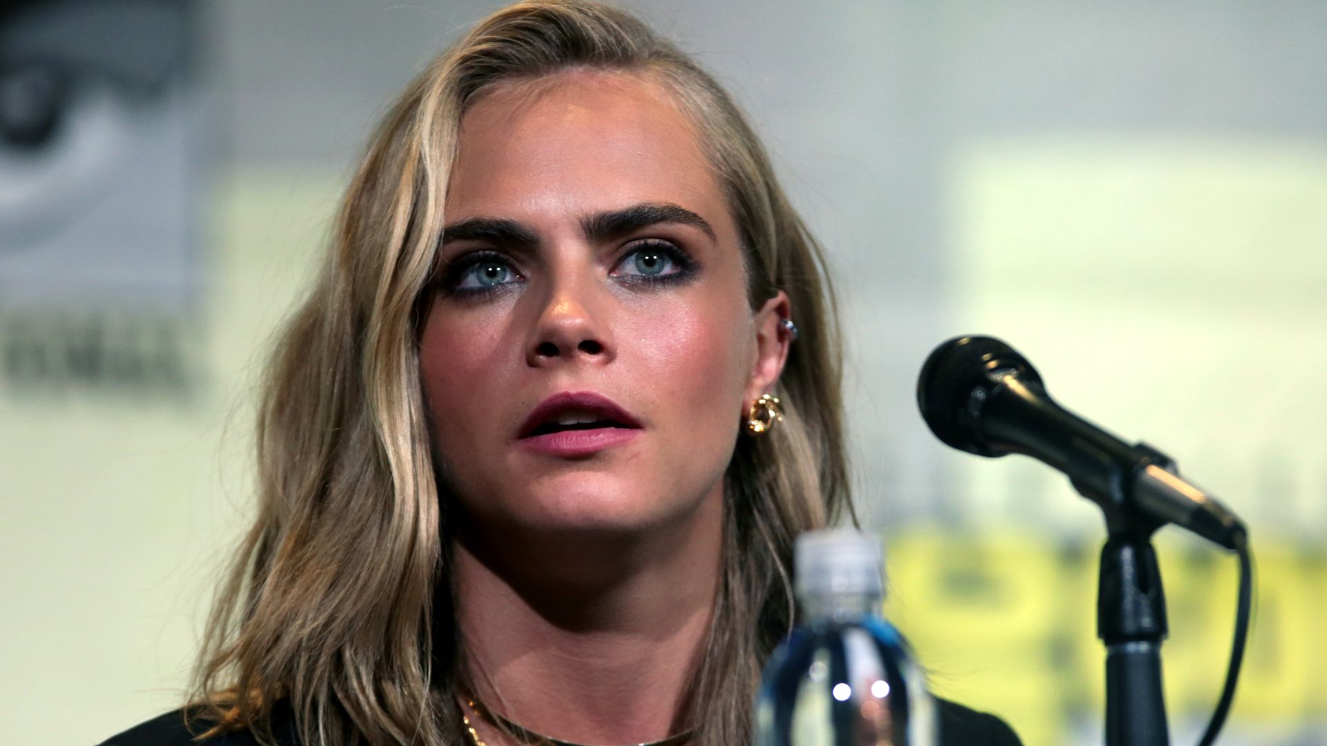 Cara Delevingne speaking at the 2016 San Diego Comic Con International, for